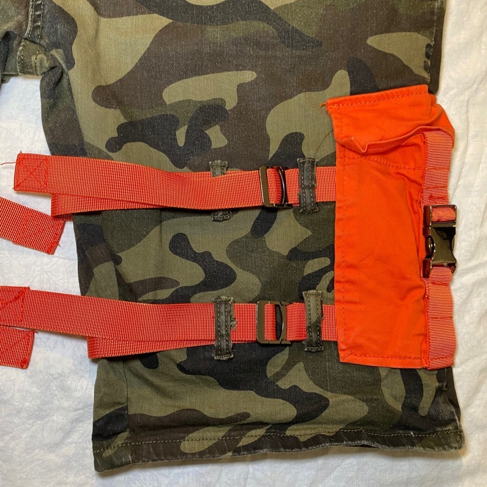 Decibel Camo Cargo Shorts Men's 42 Orange Utility Strap Pocket Streetwear - Picture 4 of 10
